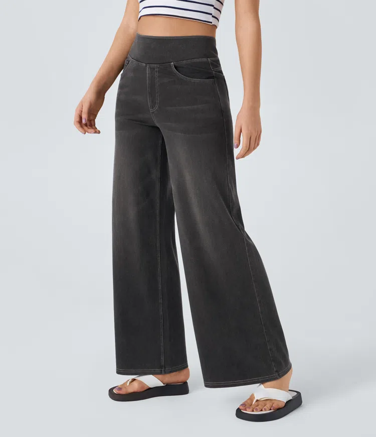 Buvala™-Quinn Super Stretch High-Waisted Wide Leg Jeans