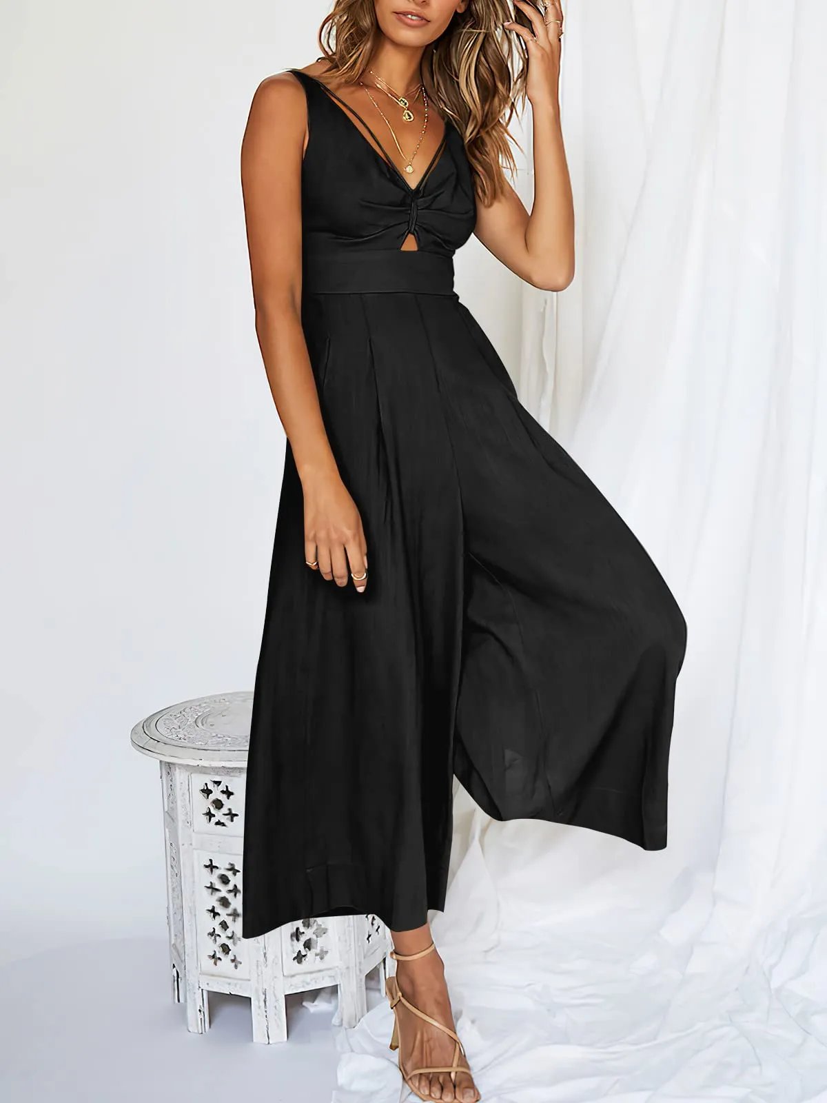 Buvala™-V Neck Cutout High-Waist Jumpsuits(Buy 2 free shipping)