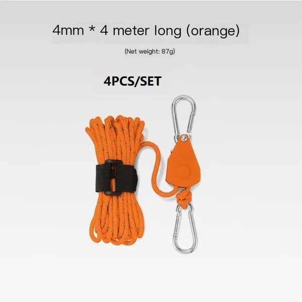 Buvala™-Portable Adjustable Fix Tent High Strength Fast Release Pulley Camping Rope(4 Pcs/Set)