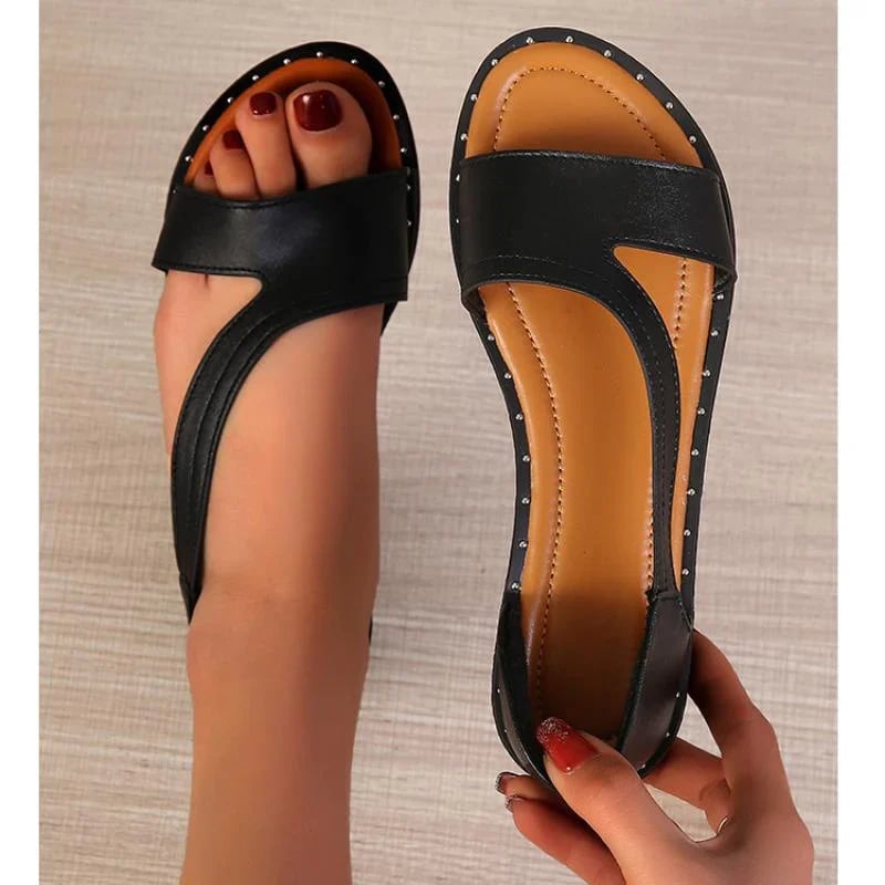 Buvala™-(Big Sale💥)Fish-mouth Rivet Open Toe Flat Sandals