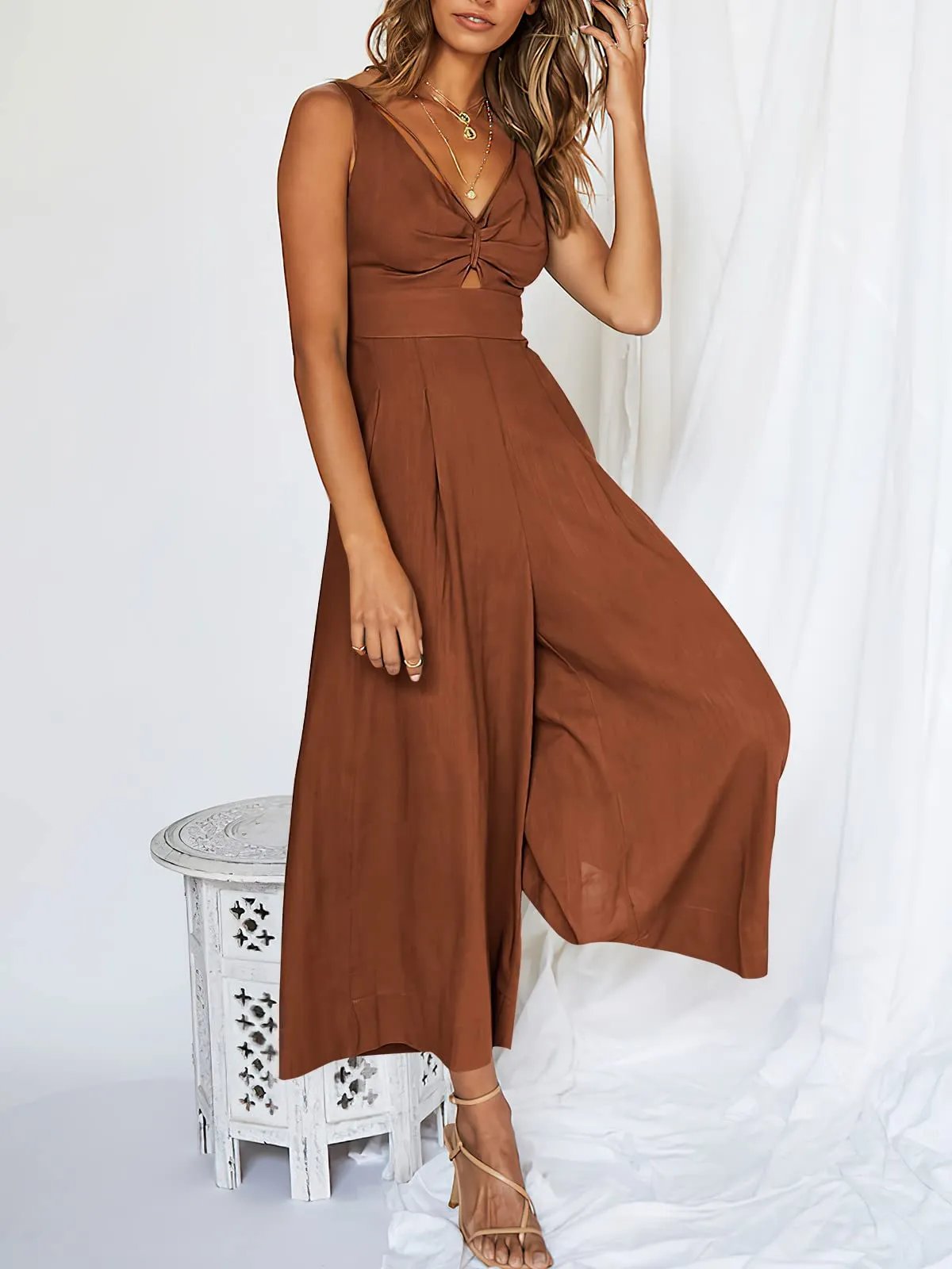 Buvala™-V Neck Cutout High-Waist Jumpsuits(Buy 2 free shipping)