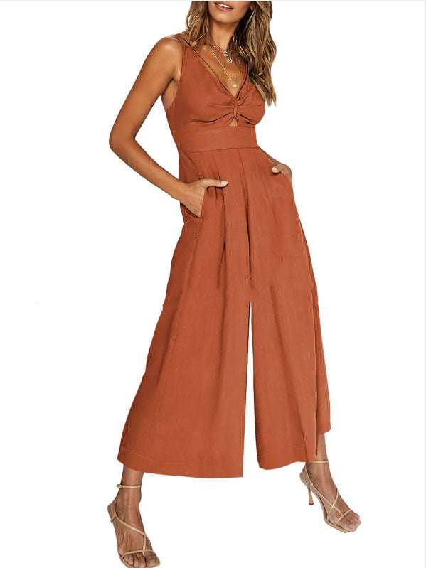 Buvala™-V Neck Cutout High-Waist Jumpsuits(Buy 2 free shipping)