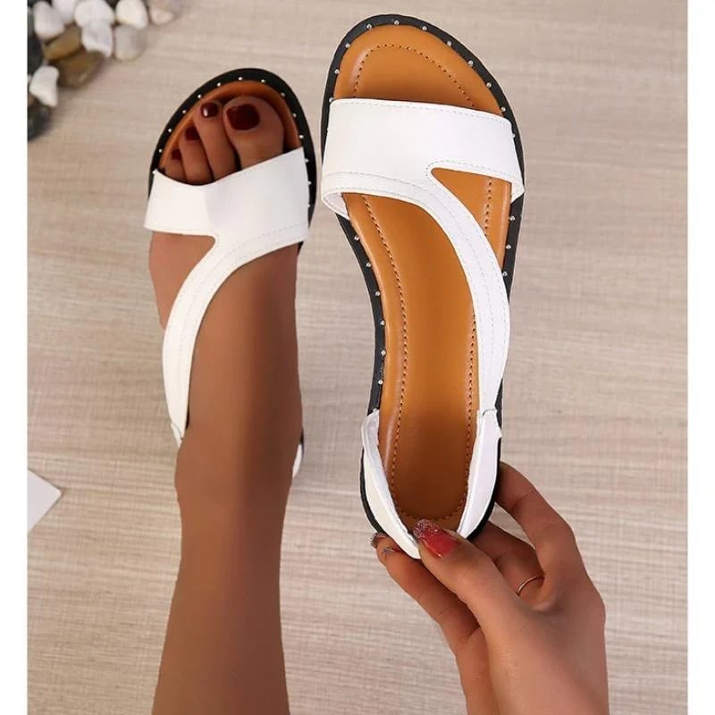 Buvala™-(Big Sale💥)Fish-mouth Rivet Open Toe Flat Sandals