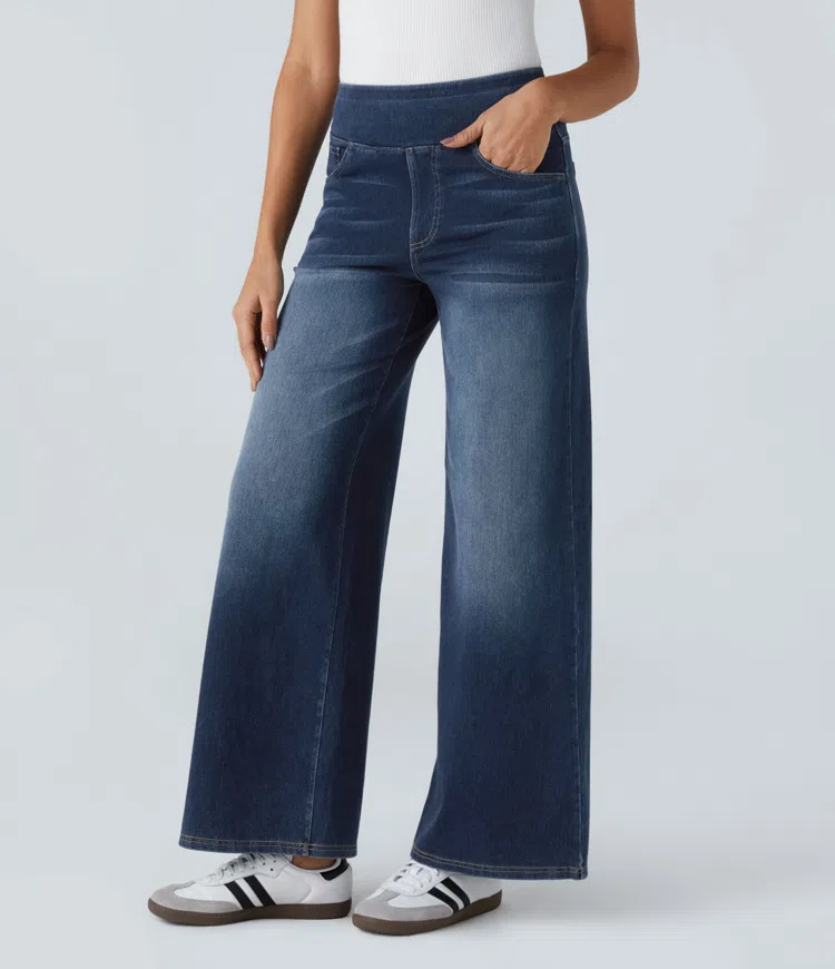 Buvala™-Quinn Super Stretch High-Waisted Wide Leg Jeans