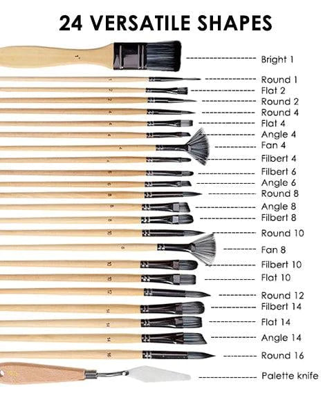 Buvala™-Professional Art Brush With Natural Wood Handles Set Of 24