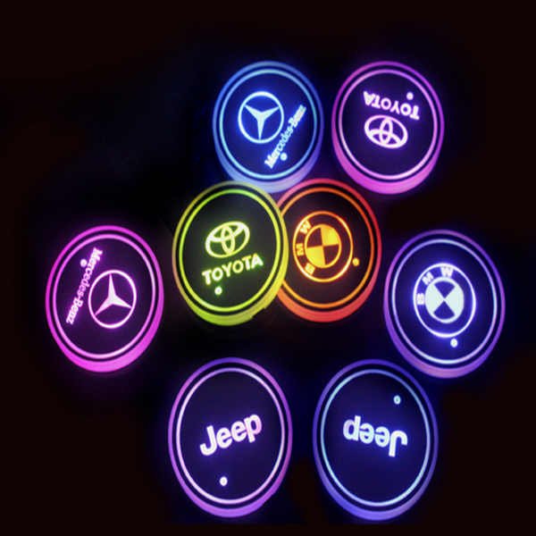 Buvala™-Led Car Logo Cup Lights up Holder USB Charging 7 Colors Changing