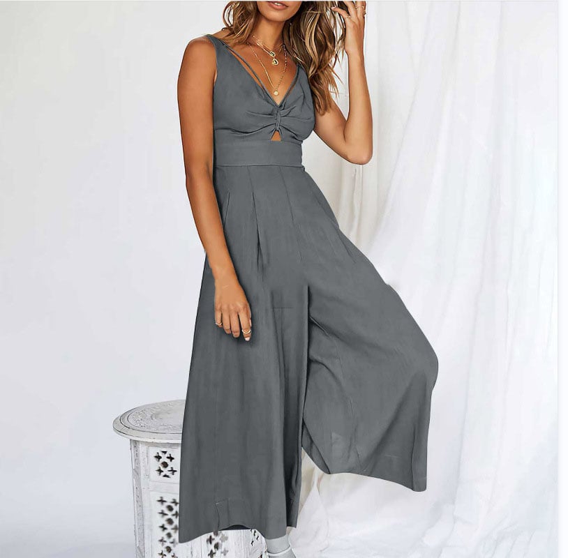 Buvala™-V Neck Cutout High-Waist Jumpsuits(Buy 2 free shipping)