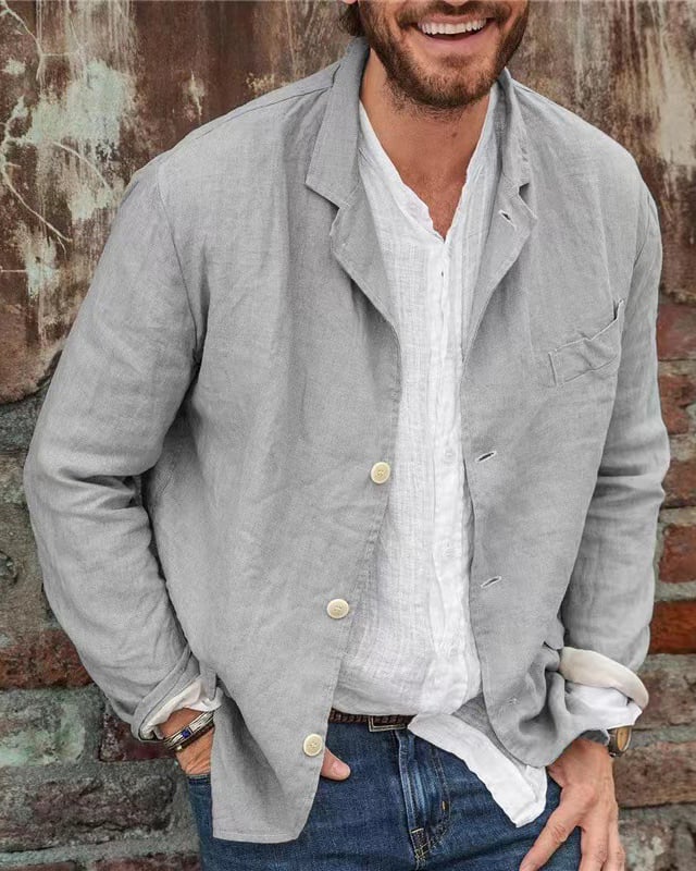 Buvala™-Men's Daily Casual Loose Cotton Linen Coat-Buy 2 Free Shipping