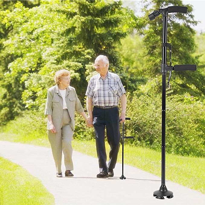 Buvala™-HOT SALE -Aluminum alloy with LED light non-slip foldable walking stick