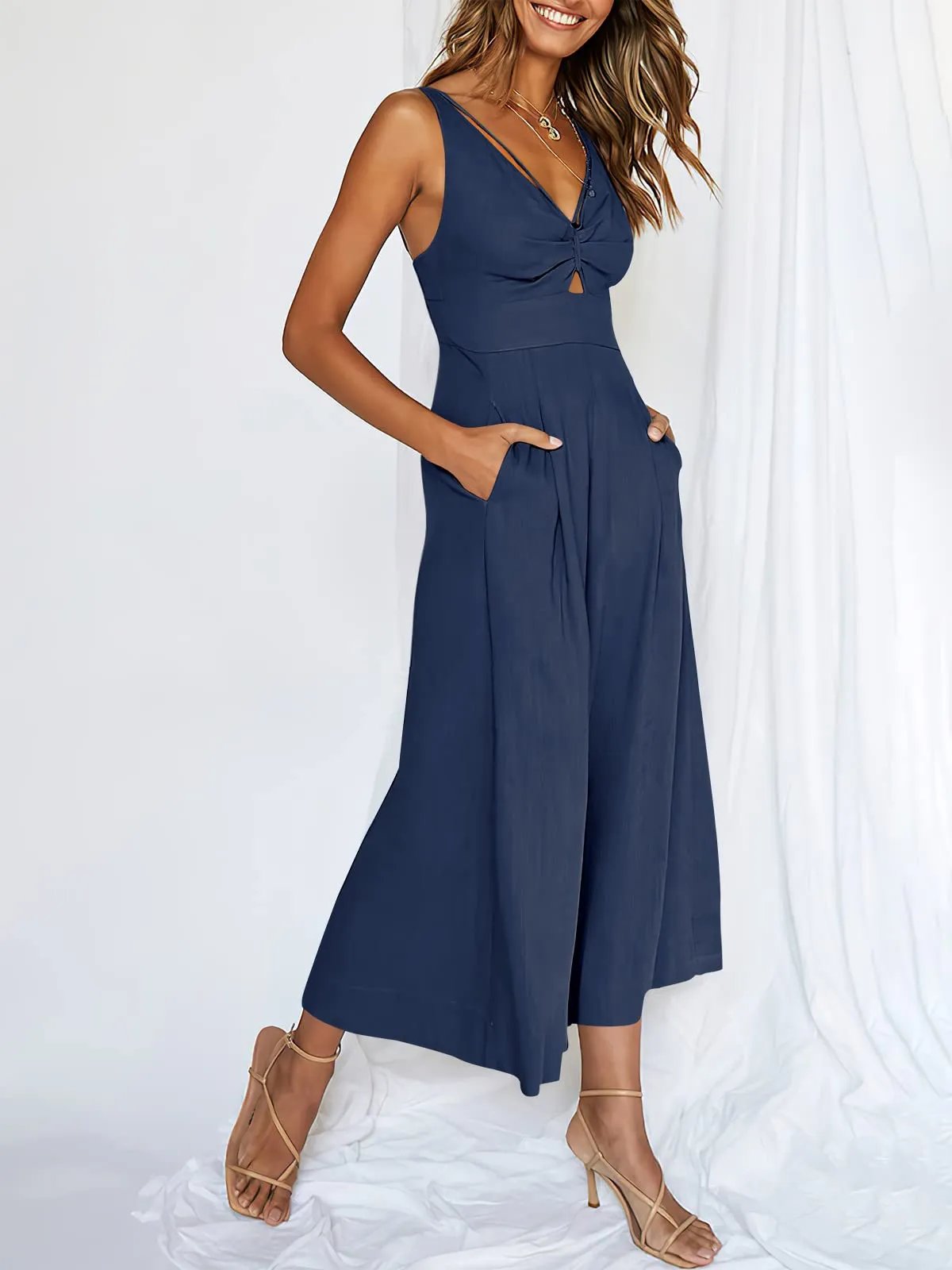 Buvala™-V Neck Cutout High-Waist Jumpsuits(Buy 2 free shipping)