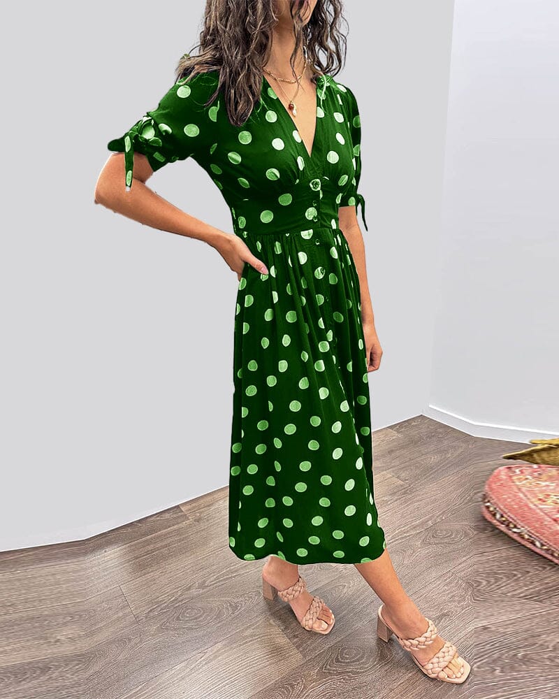 Buvala™-🔥🌷Last Day Promotion 48% OFF - 💃Deep V-neck polka-dot dress