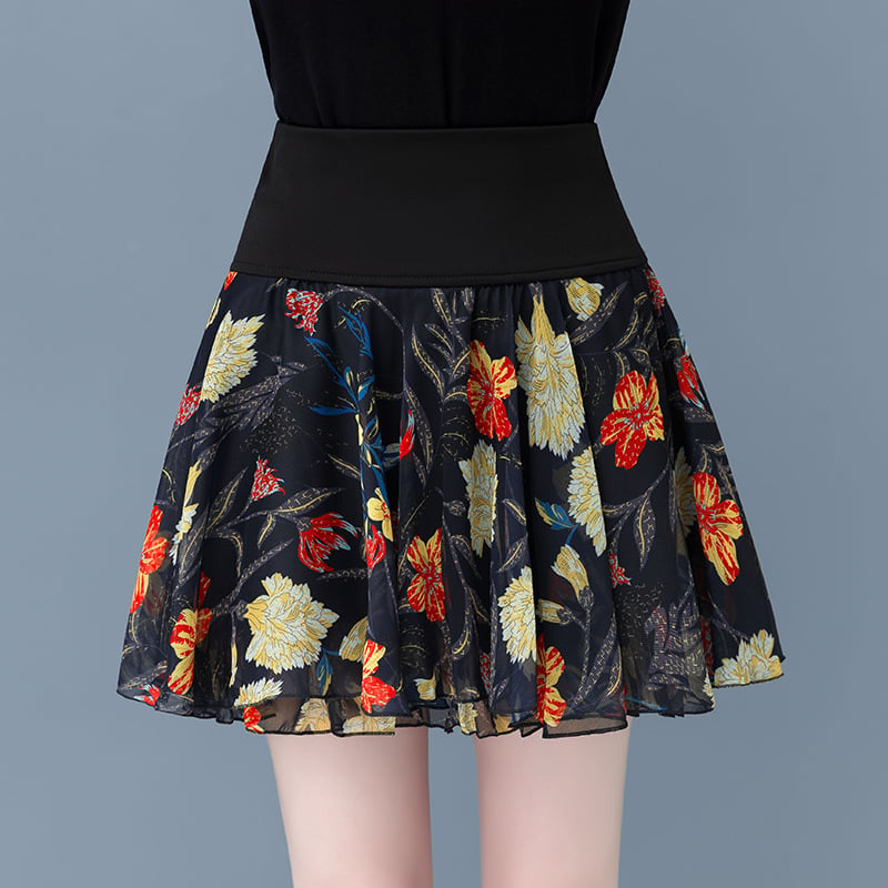 Buvala™-Pleated sarongchiffon floral skirt