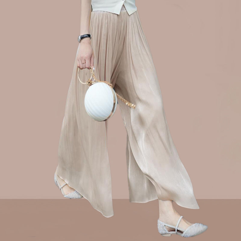 Buvala™-👗Glazed Ice Silk Floor-Length Wide-Leg Culottes