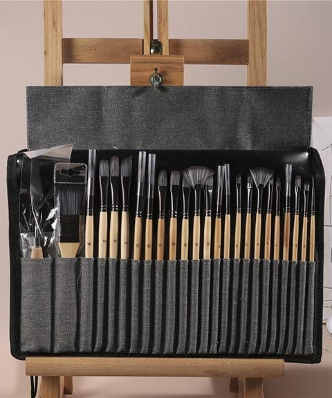 Buvala™-Professional Art Brush With Natural Wood Handles Set Of 24