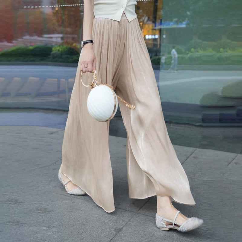 Buvala™-👗Glazed Ice Silk Floor-Length Wide-Leg Culottes