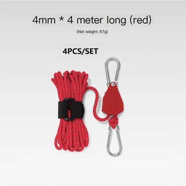 Buvala™-Portable Adjustable Fix Tent High Strength Fast Release Pulley Camping Rope(4 Pcs/Set)