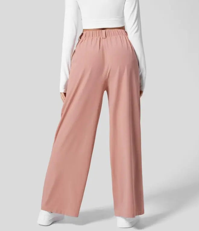 Buvala™-2024 High Waisted Plicated Side Pocket Wide Leg Waffle Casual Pants