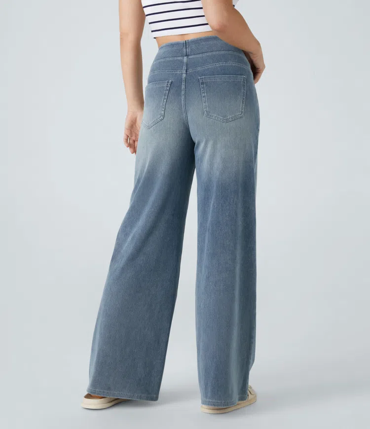 Buvala™-Quinn Super Stretch High-Waisted Wide Leg Jeans