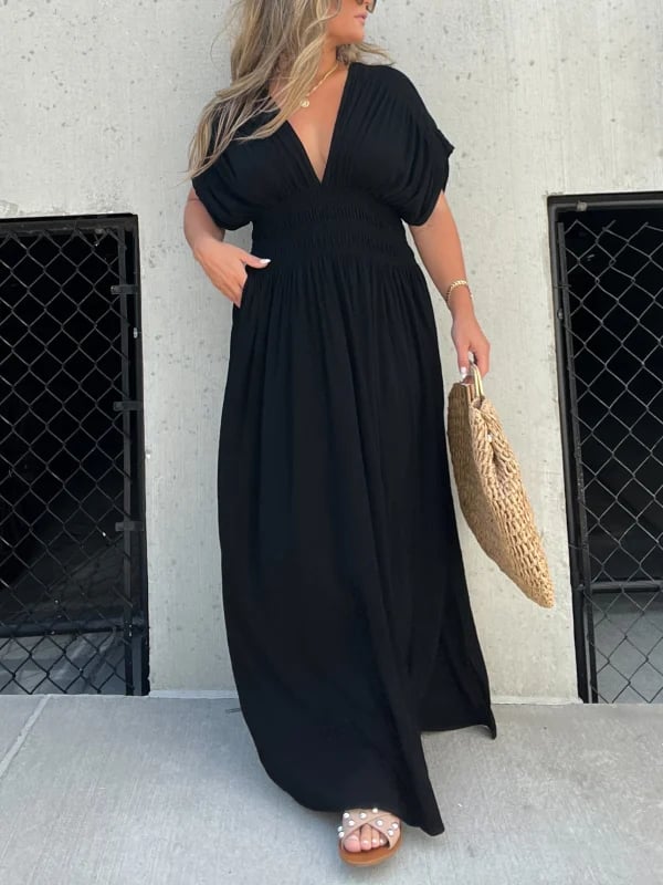 Buvala™-NEW IN 💗  SLIT V-NECK EFFORTLESS MAXI LONG DRESS