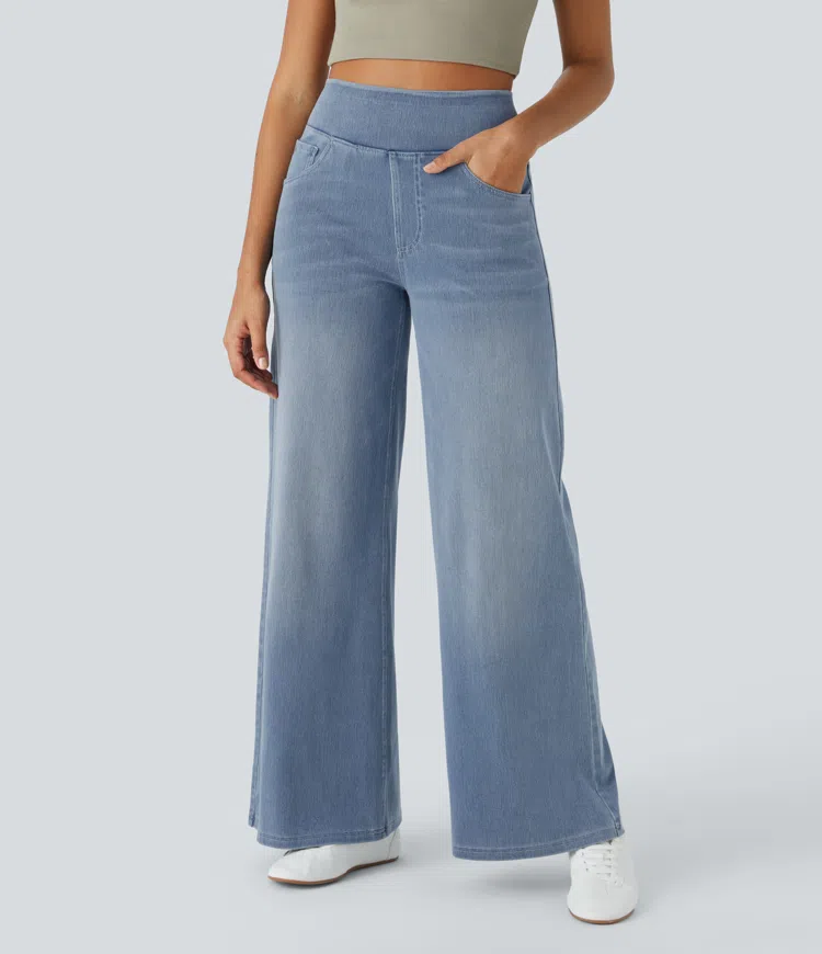 Buvala™-Quinn Super Stretch High-Waisted Wide Leg Jeans