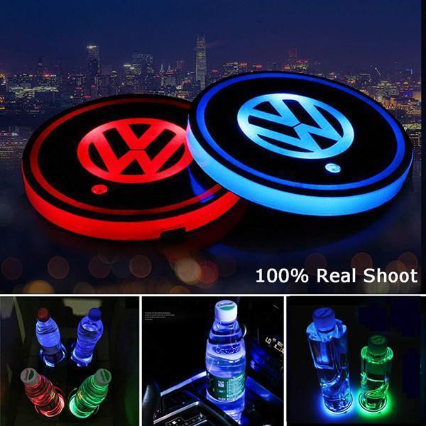 Buvala™-Led Car Logo Cup Lights up Holder USB Charging 7 Colors Changing