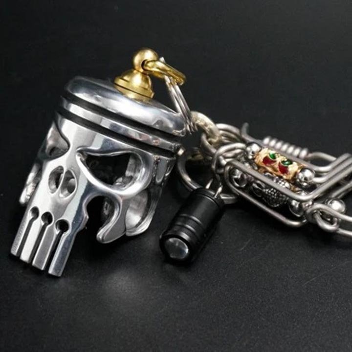 Buvala™-💀Piston art skull keychain [pendant/flashlight/bottle opener]