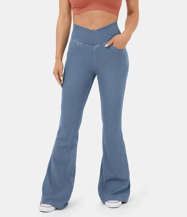 Buvala™-Stretchy Denim High Waisted Crossover Flare Pants (Buy 2 Free Shipping)