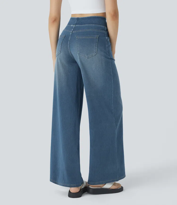 Buvala™-Quinn Super Stretch High-Waisted Wide Leg Jeans