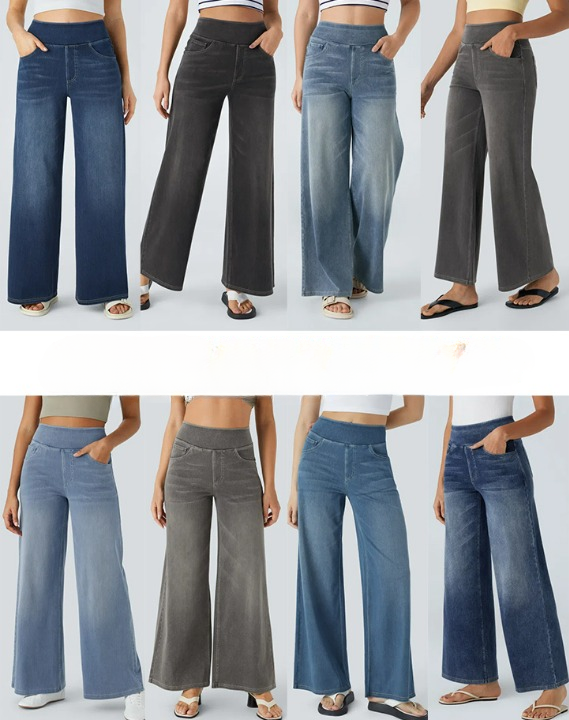 Buvala™-Quinn Super Stretch High-Waisted Wide Leg Jeans