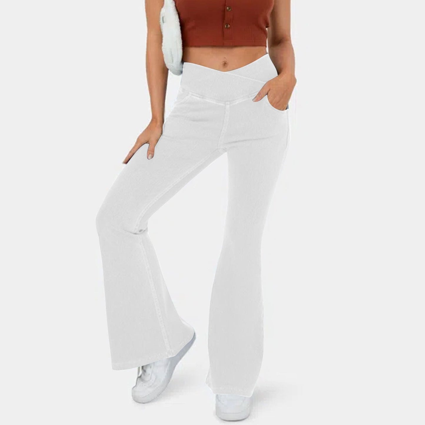 Buvala™-Stretchy Denim High Waisted Crossover Flare Pants (Buy 2 Free Shipping)