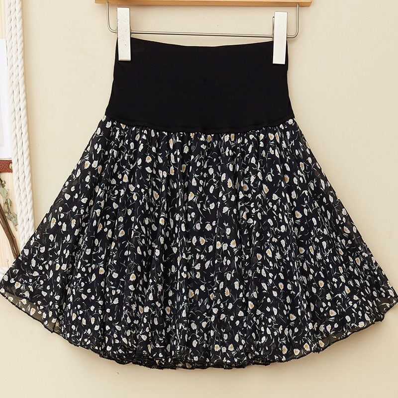 Buvala™-Pleated sarongchiffon floral skirt