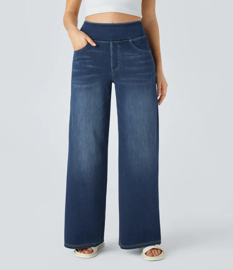 Buvala™-Quinn Super Stretch High-Waisted Wide Leg Jeans