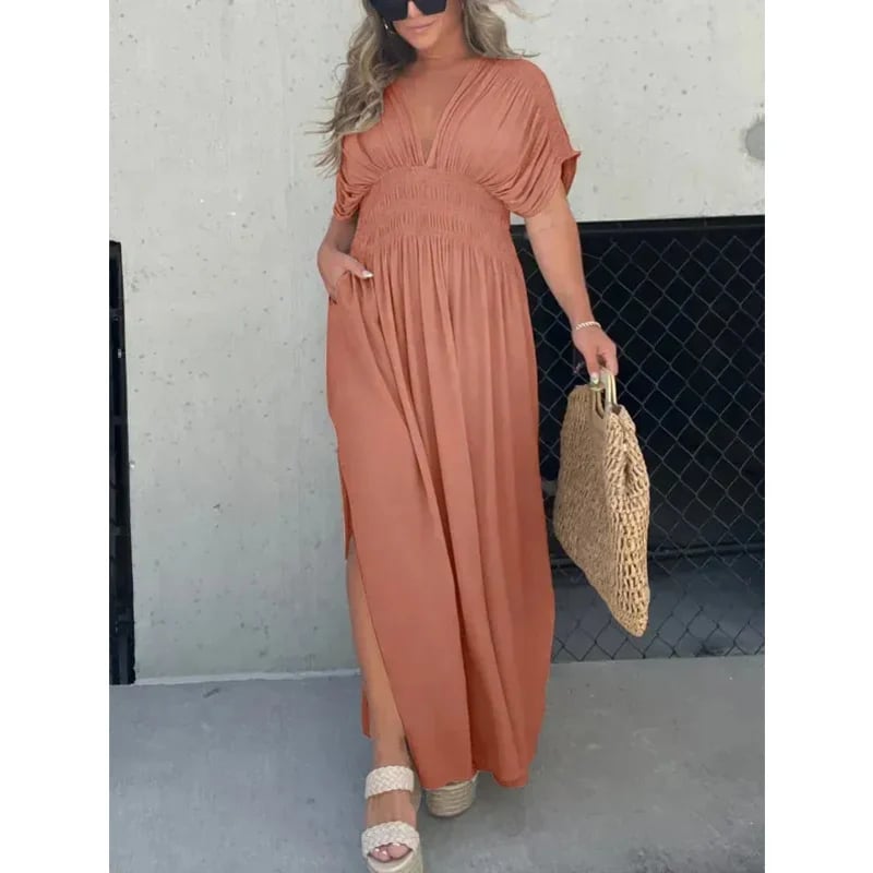 Buvala™-NEW IN 💗  SLIT V-NECK EFFORTLESS MAXI LONG DRESS