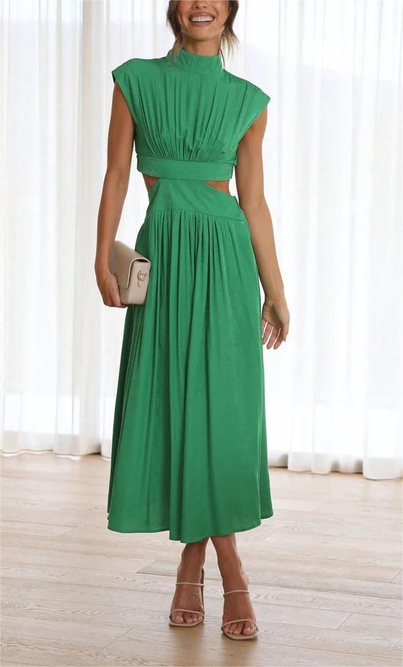 Buvala™-🔥Hot Sale 49%OFF - Cutout Waist Pocketed Vacation Midi Dress