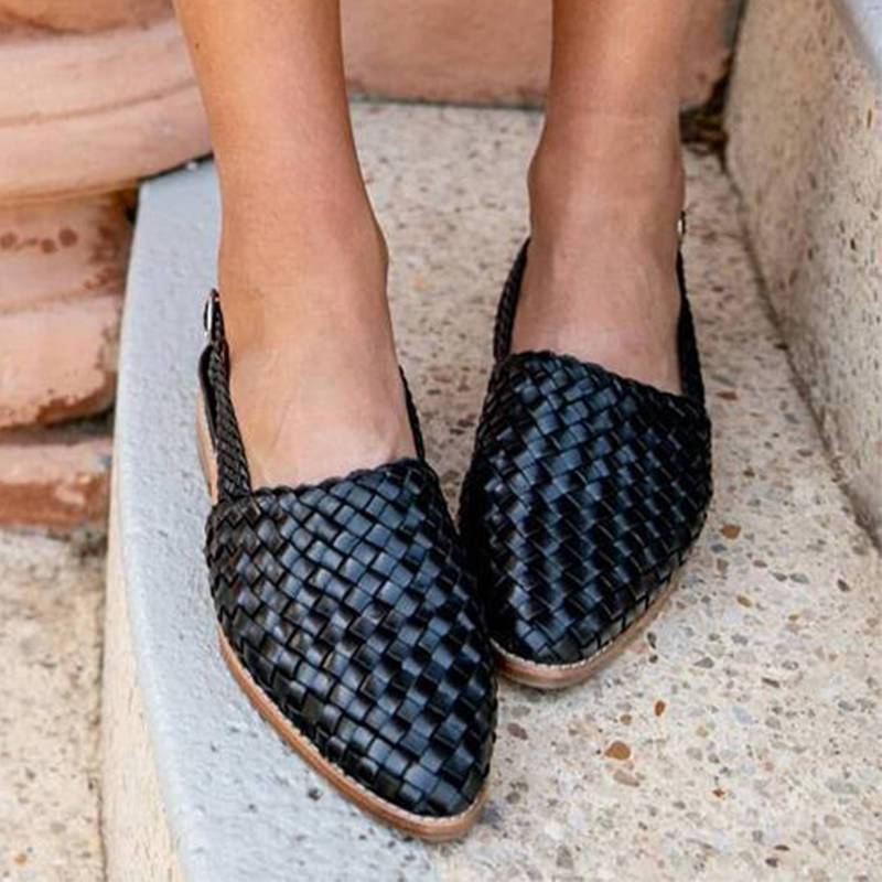 Buvala™-Women Chic Braided Upper Buckle Strap Flat Heel Sandles