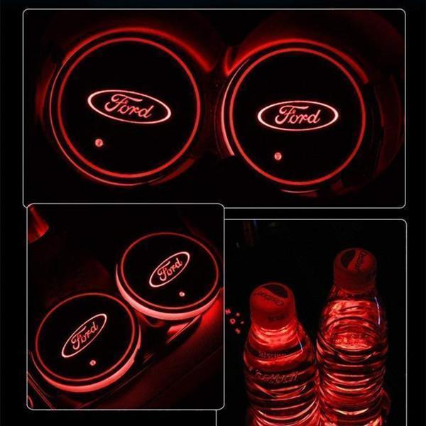 Buvala™-Led Car Logo Cup Lights up Holder USB Charging 7 Colors Changing