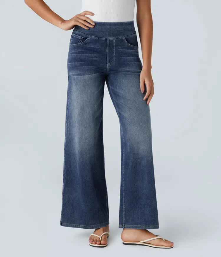 Buvala™-Quinn Super Stretch High-Waisted Wide Leg Jeans