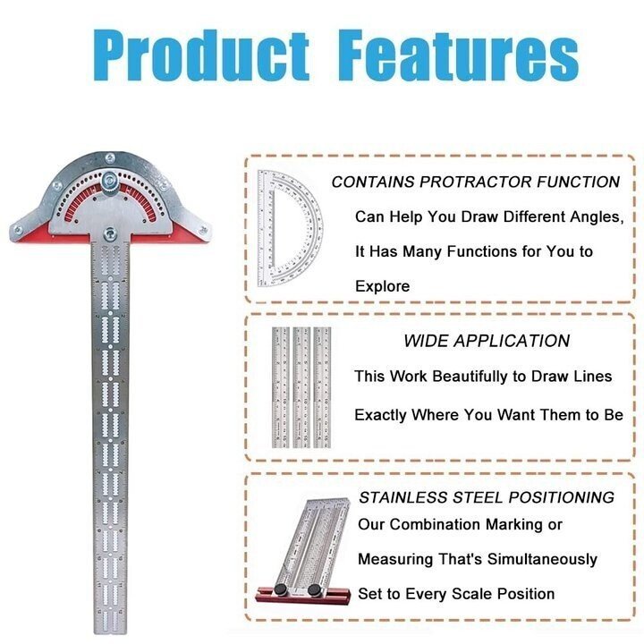 Buvala™-🔧Ultra Precision Marking Ruler Square T Type Woodworking Scriber Measuring Tool