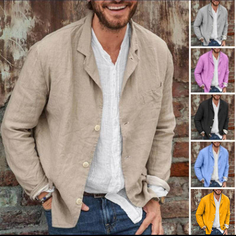 Buvala™-Men's Daily Casual Loose Cotton Linen Coat-Buy 2 Free Shipping