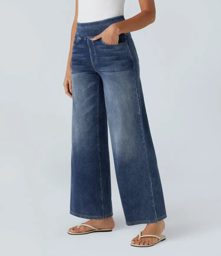 Buvala™-Quinn Super Stretch High-Waisted Wide Leg Jeans