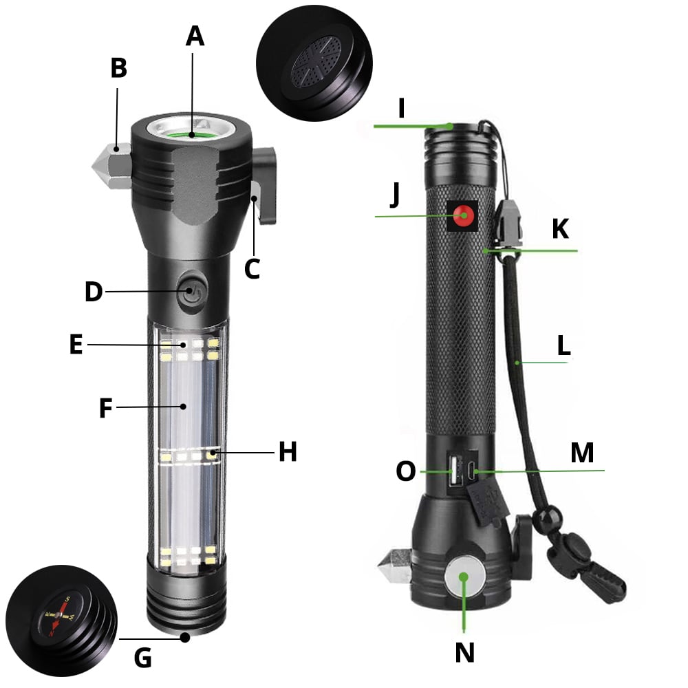 Buvala™-💥9-In-1 Solar Power Multi-Function Tactical Flashlight💥-BUY 2 FREE SHIPPING