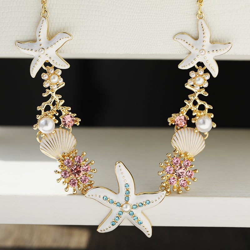 Buvala™-Beach Shell Starfish Coral Necklace & Bracelet & Earrings