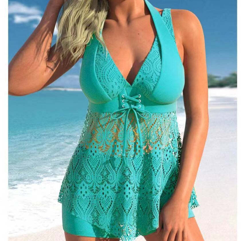 Buvala™-Women’s Tankini with Shorts Two Piece Swimsuit with Drawstring and Lace