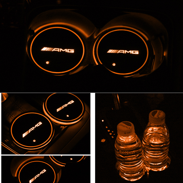 Buvala™-Led Car Logo Cup Lights up Holder USB Charging 7 Colors Changing