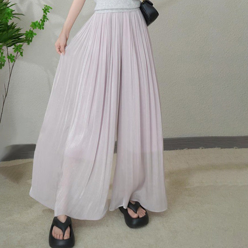 Buvala™-👗Glazed Ice Silk Floor-Length Wide-Leg Culottes