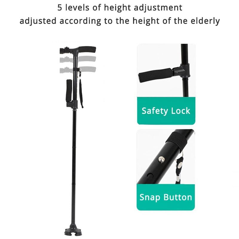 Buvala™-HOT SALE -Aluminum alloy with LED light non-slip foldable walking stick