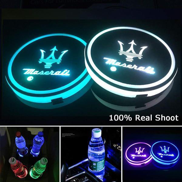 Buvala™-Led Car Logo Cup Lights up Holder USB Charging 7 Colors Changing