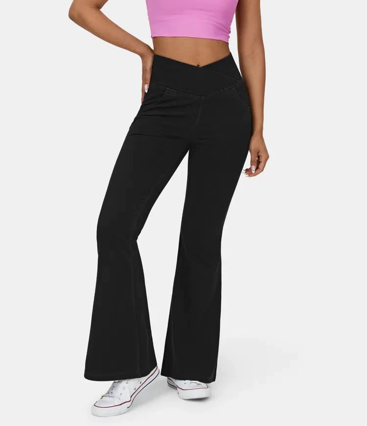 Buvala™-Stretchy Denim High Waisted Crossover Flare Pants (Buy 2 Free Shipping)