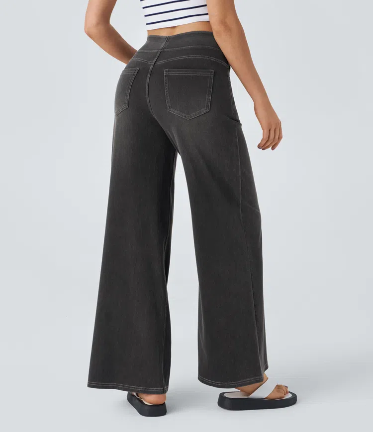 Buvala™-Quinn Super Stretch High-Waisted Wide Leg Jeans