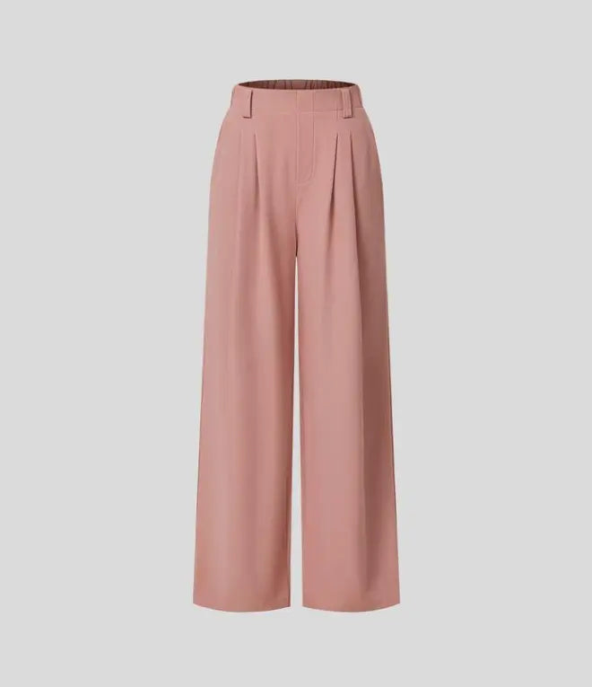 Buvala™-2024 High Waisted Plicated Side Pocket Wide Leg Waffle Casual Pants